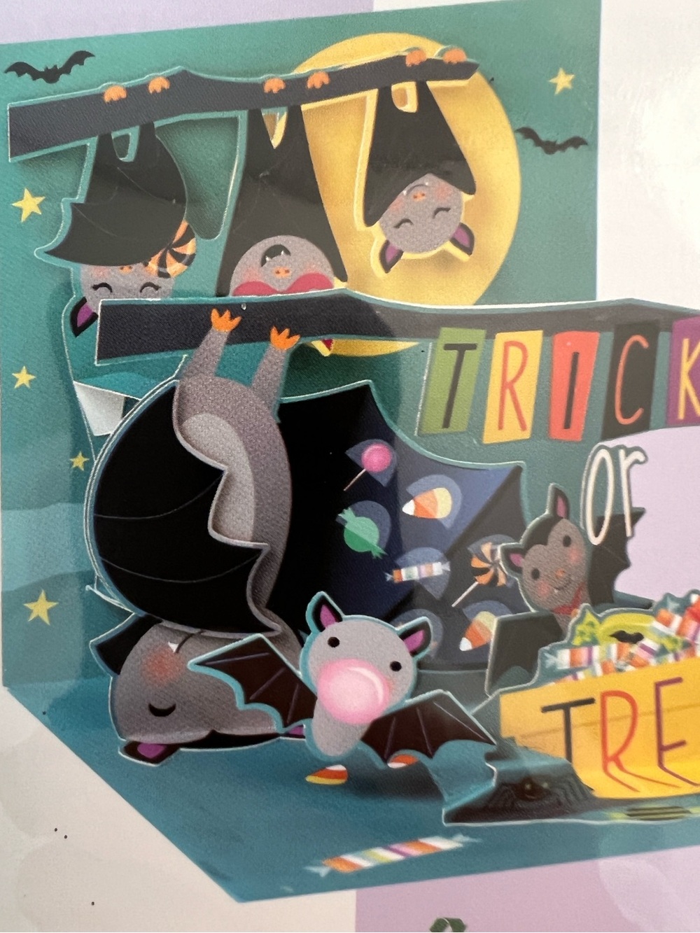 Up with Paper 3-D Pop-Up "Candy Bats" Treasures Halloween Greeting Card - Picture 6 of 7